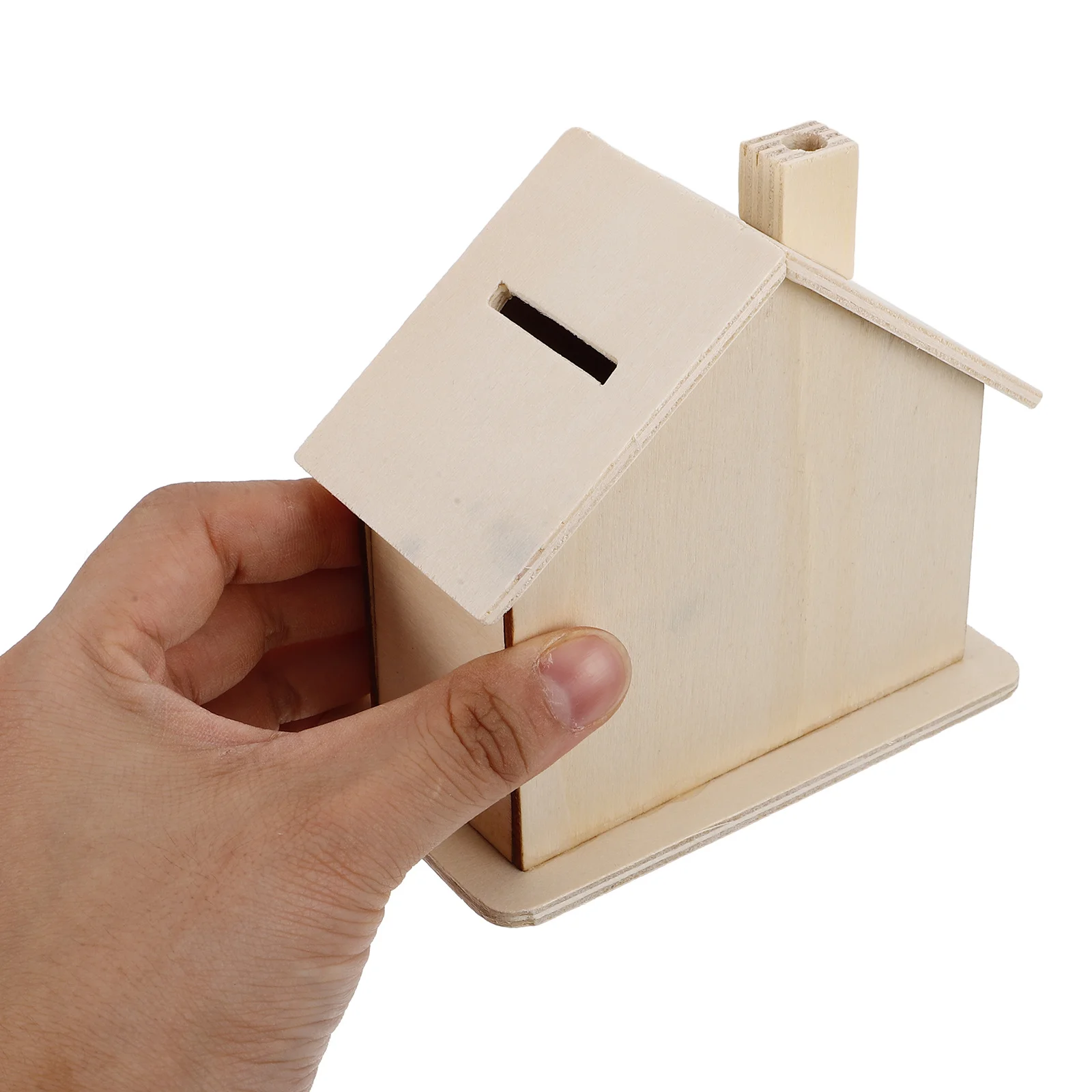5個入り 未塗装木製ハウス型貯金箱 DIYクラフト貯金箱 子供用マネーホルダー 手作りコインジャー ハウス型コインジャー