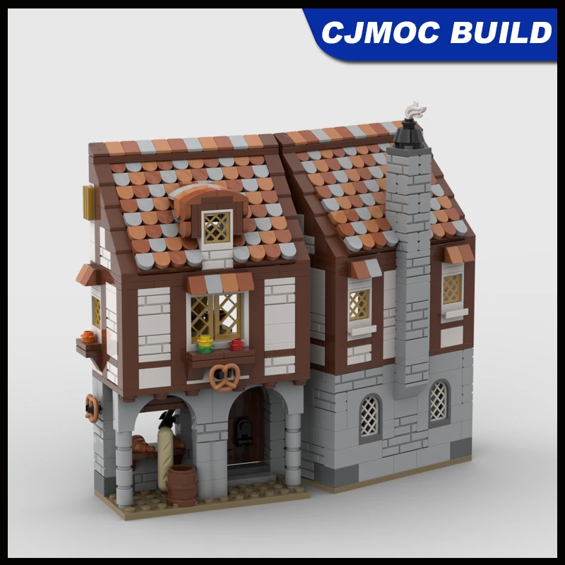 780 stks Creatieve Expert Middeleeuwse Bakkerij Model Bricks Scène Architectuur Bouwstenen kinderen DIY Gift MOC- 169454