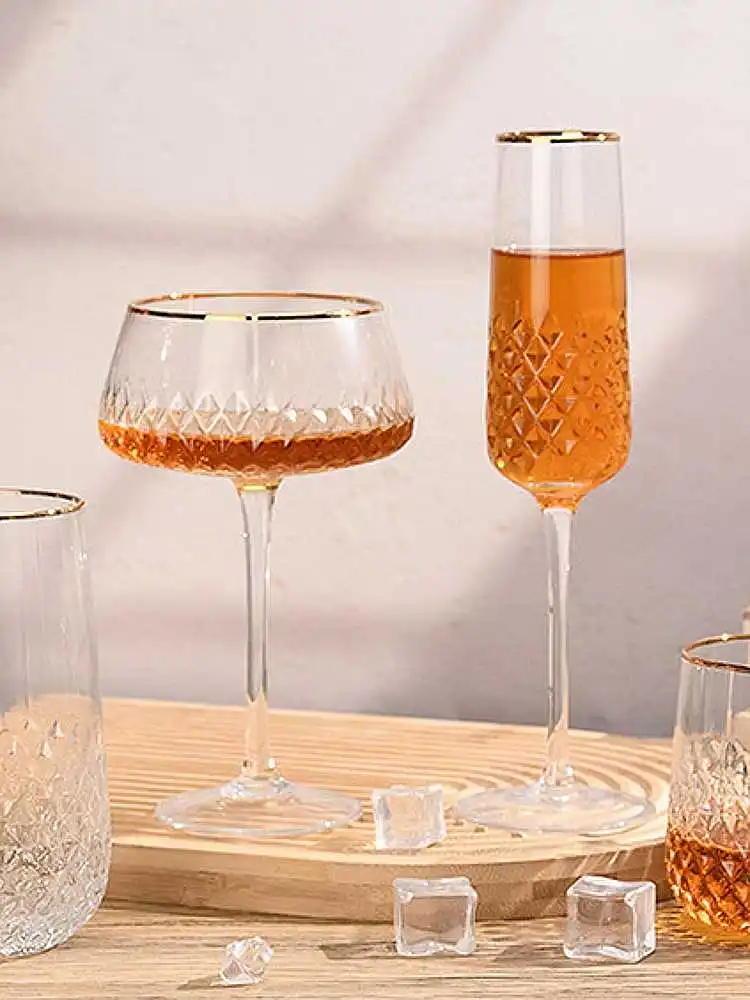 

Creative Engraved Phnom Penh Crystal Glass CocktailChampagne Glass Embossed Goblet Dessert Whiskey Glass