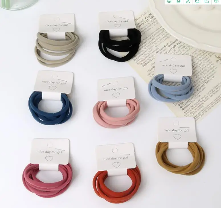 6pcs New Sweet Hot Selling Solid Color Rubber Hair Bands for Women Girl Child Hair Accessories Headwear Wholesale