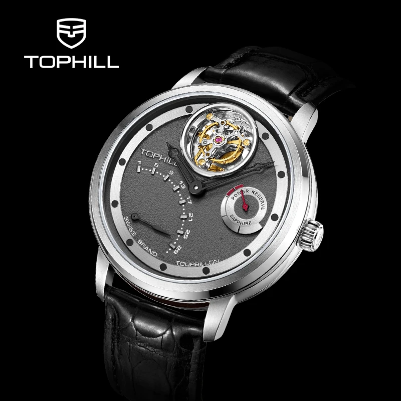 TOPHILL Luxury Automatic Tourbillon Watches Automatic Hollow Movement Calendar Mechanical Wristwatch For Men Sapphire Waterproof