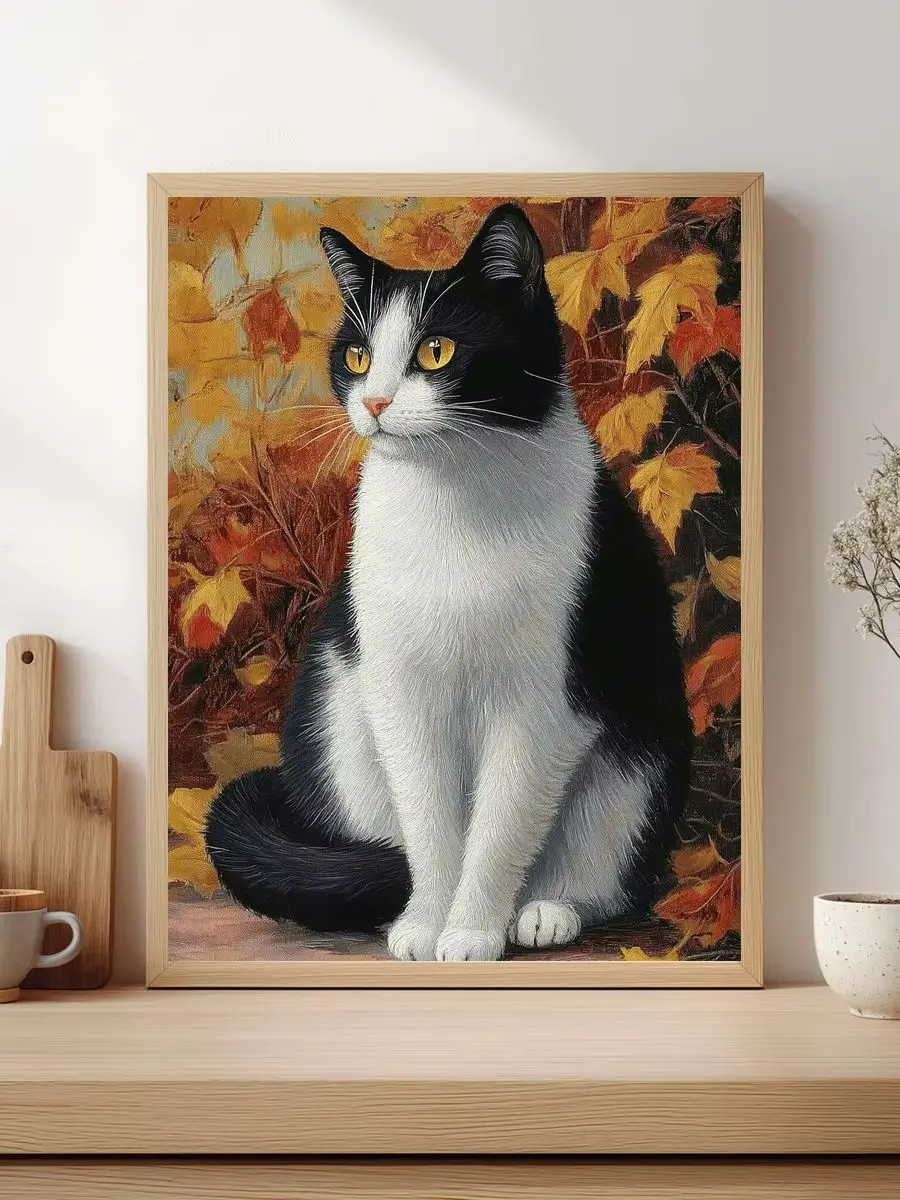 1 Stück 30x40cm/11,8x15,7 Zoll, 11Ct/14Ct Kreuzstich-Set, DIY Valentinstagsgeschenk, Stickerei-Set für Festlichkeiten, Herbstblätter Schwarz Weiß – Detail 1