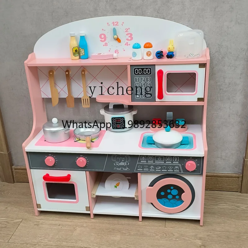AF Giocattolo da cucina Bambola Piccola cucina per bambini Casa da gioco Frigorifero Simulazione in legno Mini abito