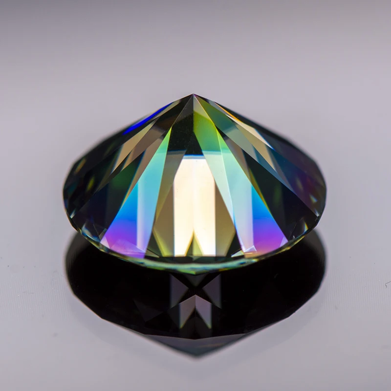 Moissanit-Stein, runder Schliff, Regenbogen-Lila-Farbe, Edelstein für Schmuckherstellung, mit Zertifikat – Detail 7