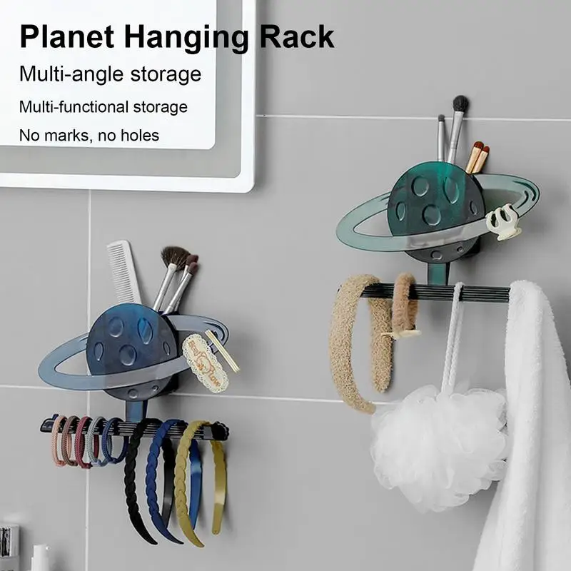 Wandgemonteerde Badkamerhanger Planet Ring Ontwerp Gratis Ponshaken Hoofdband Opberggereedschap Voor Koptouw, Handdoeken