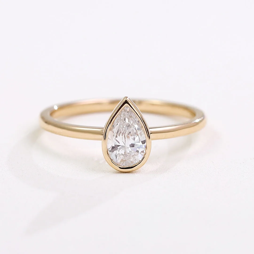 Provence 14K/18K solid gold stackable rings emerald oval pear lab diamond ring set engagement wedding ring custom jewelry gift