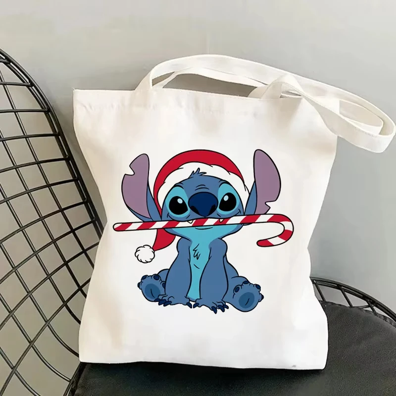 

Disney Lilo Stitch Cartoon Canvas Bag Female Canvas Bag Student Backpack Shoulder Bag Large Capacity Casual Shopping Totes Bag