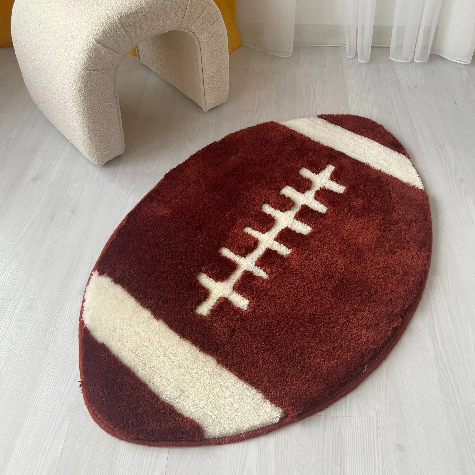 

Rugby flat American Football Rug Bedroom Soft Flannel Home Man Cave Dorm Sports Style Decoration Carpets for Living Room Gift