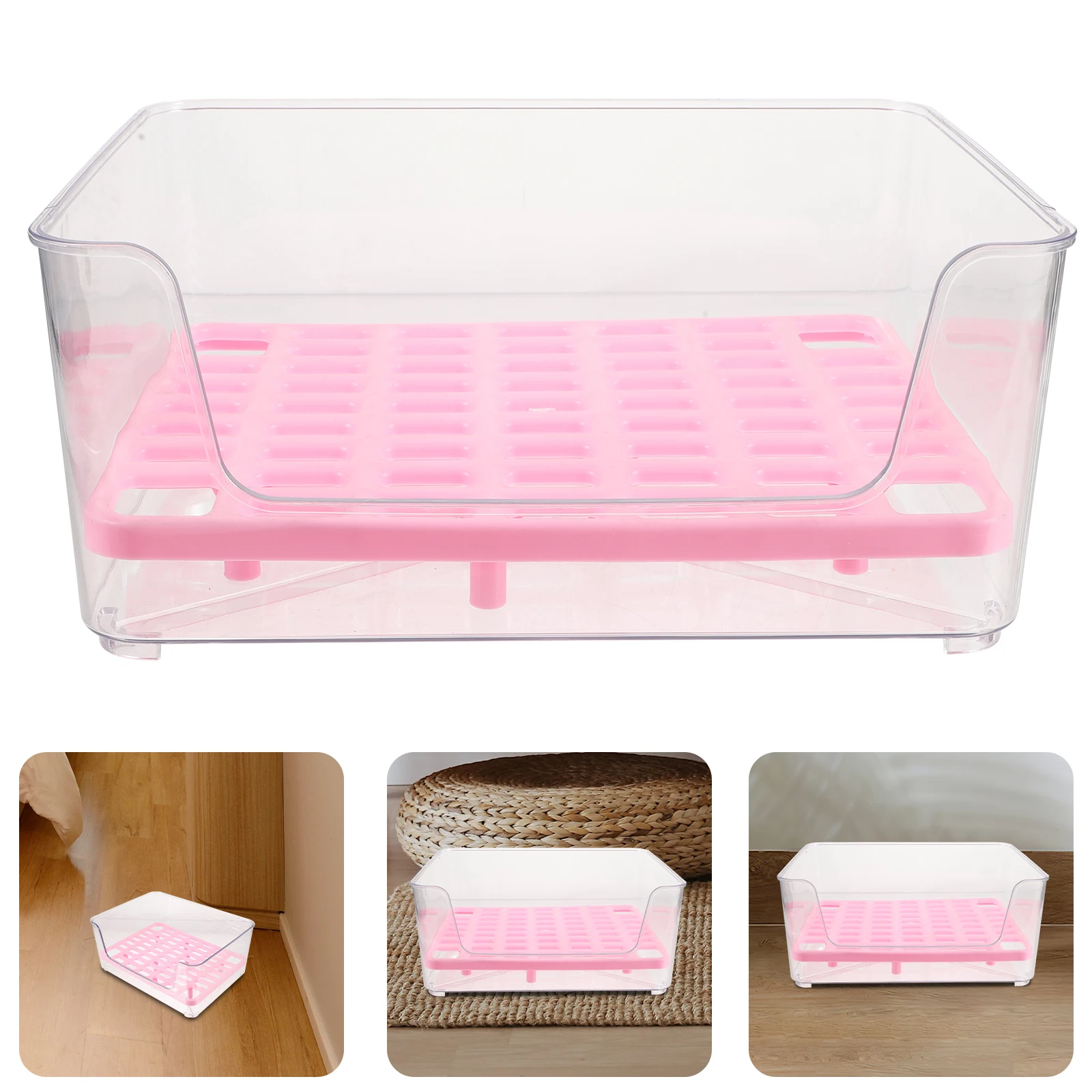

Anti-Splash Acrylic Cat Litter Box Household Open Design Portable Low Entry Semi-Enclosed Toilet For Kitten High Side Pet Toilet