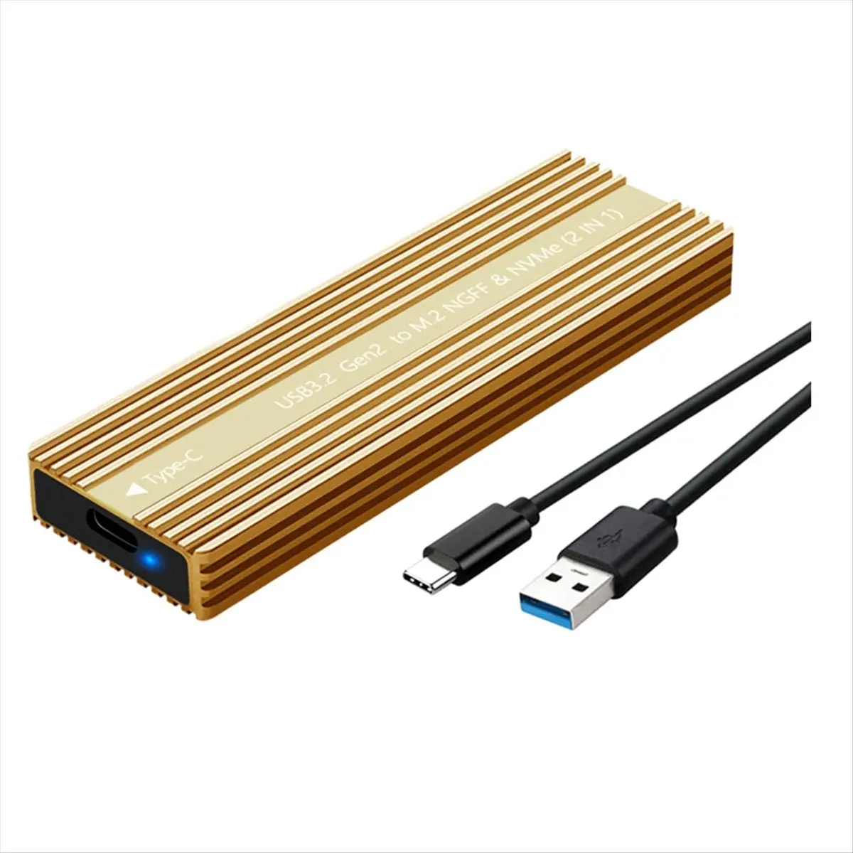

[NEW SALE]M.2 SSD Enclosure USB 3.2 Type-C Metal Case with Heat Dissipation Supports SATA/NVMe Dual Protocol Hard Disk Box D