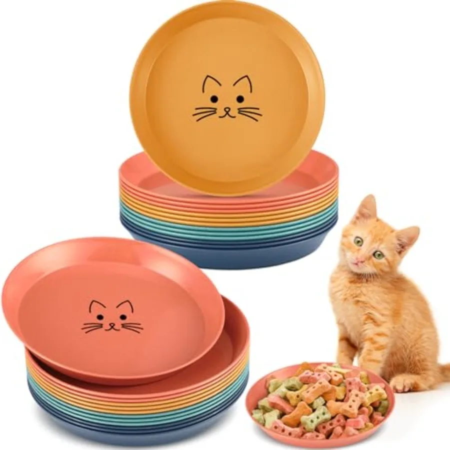 20 piezas, cuenco para aliviar la fatiga de la barba para gatos, plato de comida poco profundo para gatos de 6 pulgadas, cuenco de alimentación húmeda para gatos, platos anchos para comida para gatitos, platos pequeños para mascotas R