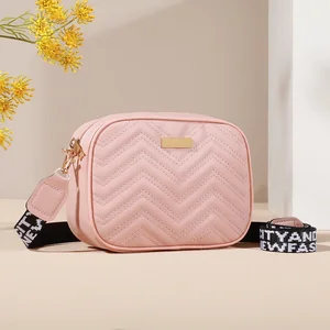 Solid color square shoulder bag, Crossbody Bag padded with zipper detail for women, combined classic wallet 10 Main Mini Bag Sales - №9