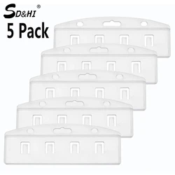 5Pcs Horizontal Half Card Badge Holder For Swipe ID Cards Frosted Rigid Plastic Transparent