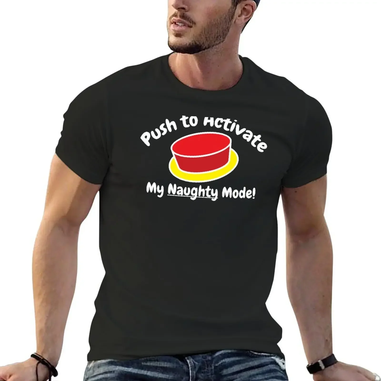 Swinger Lifestyle Push to Activate My Naughty Mode swingers sex. For dark colors. T-Shirt blacks slim fit t shirts for men