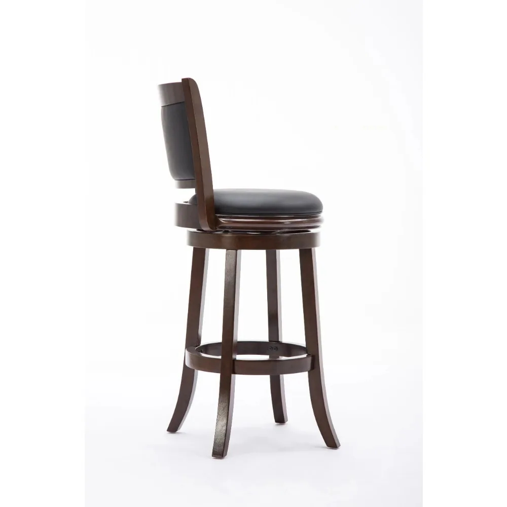 Wood Augusta Bar Height Swivel Bar Stool in Cappuccino Finish