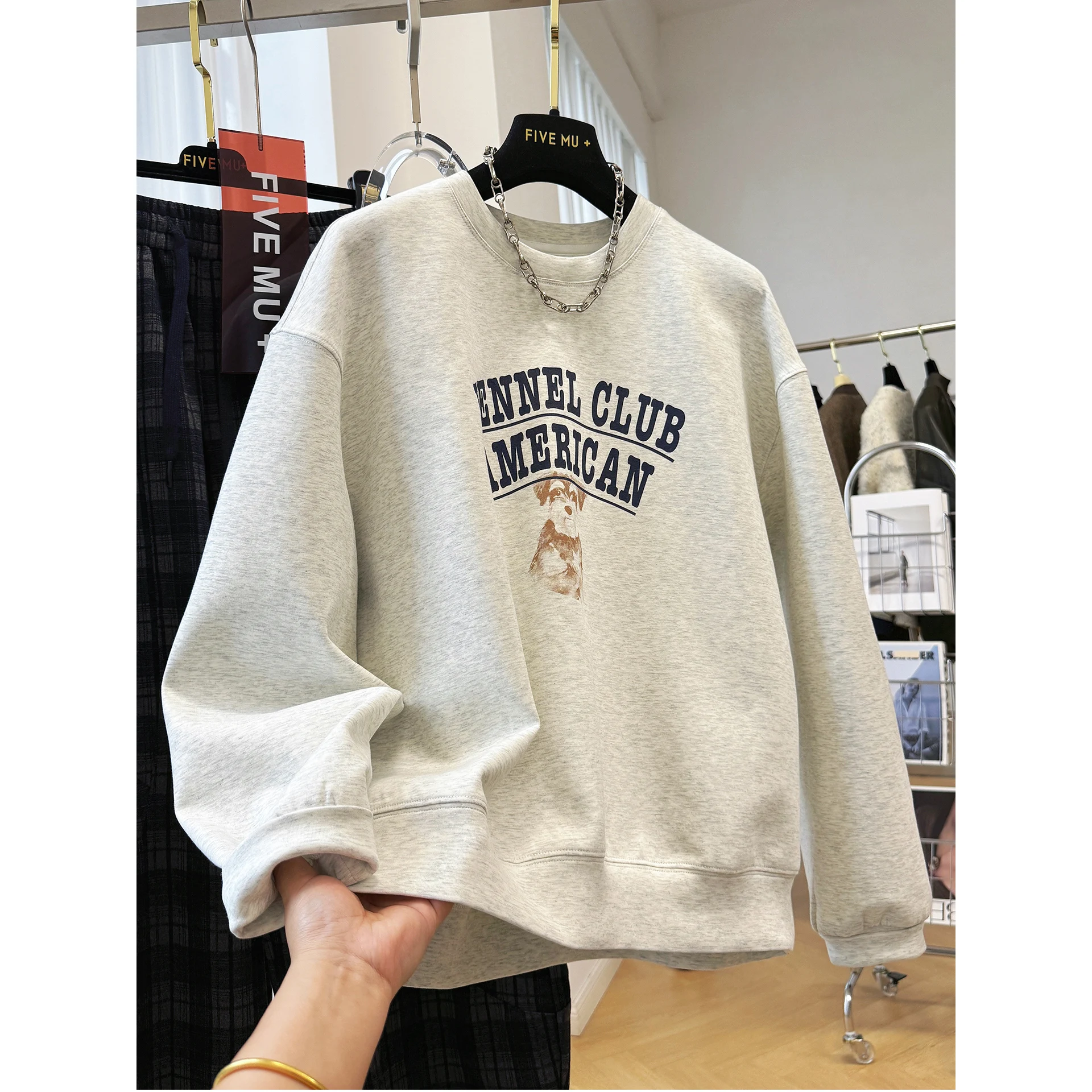 Outlet marca Casual redondo Ne Hatl sudadera mujer prendas de vestir exteriores versátiles Otoño Invierno nuevo Sle suelta ajuste largo Sve