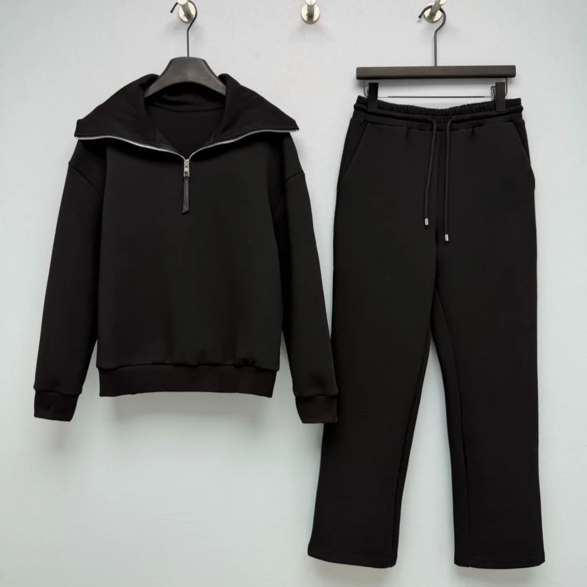 2026 high-quality women's loose shoulder top, wide leg sweatpants two-piece set for spring and autumn--2026010260