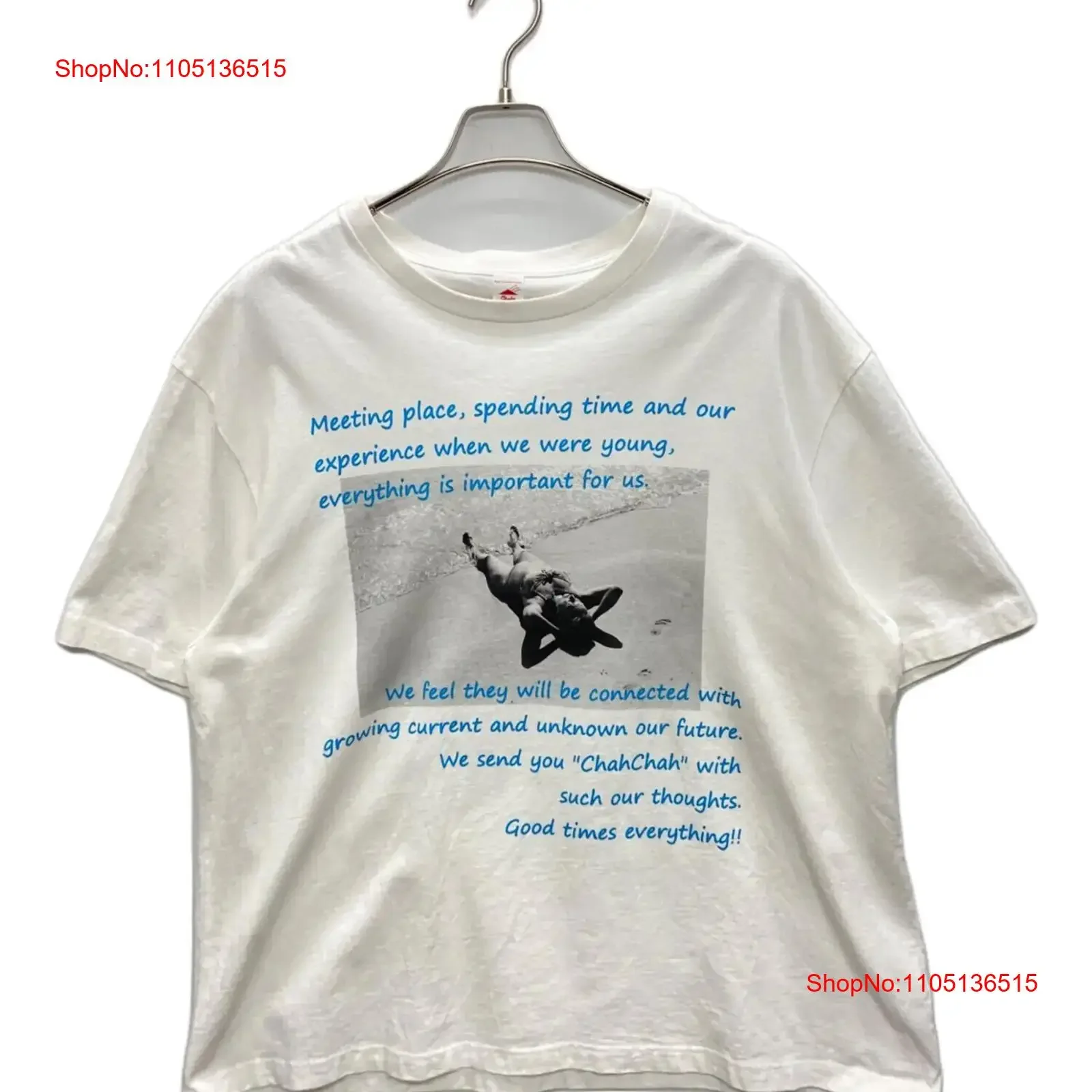 

ChahChah CC MESSAGE PHOTO S TEE Size XL White Men 24ss c02 vintage Washed Slightly Comfortable designer clothes graphic homme