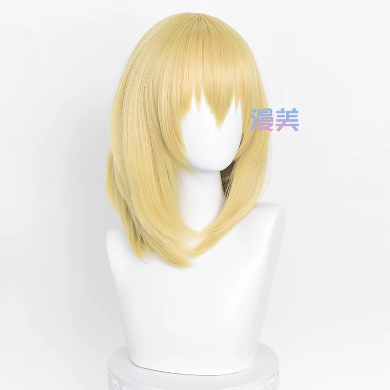 Howl Cosplay Wig Short 35cm Golden Synthetic Heat Resistant Hair Anime Cosplay Wig Halloween Party Props Wig For Women Men