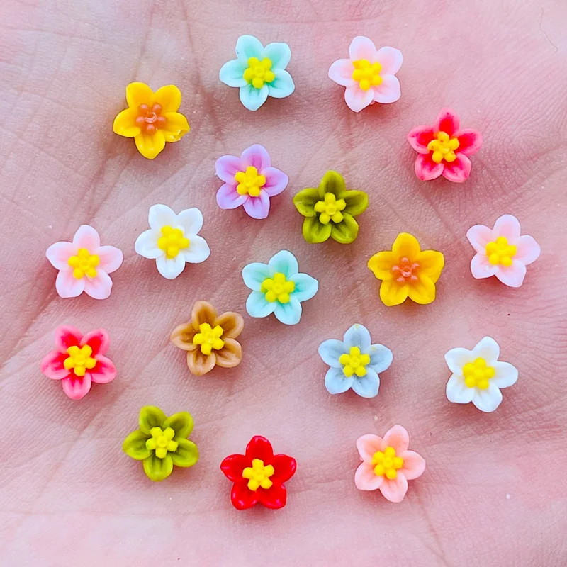 100 pz nuovo 6mm carino misto Mini fiore posteriore piatto cabochon in resina Scrapbooking gioielli fai da te decorazione artigianale accessori J57