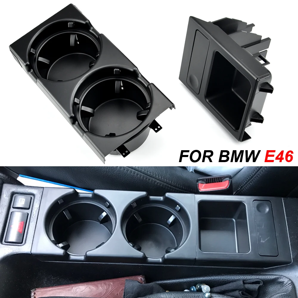 Car Center Console Water Cup Holder Beverage Bottle Holder Coin Tray For Bmw 3 Series E46 318I 320I 98-06 51168217953 Black