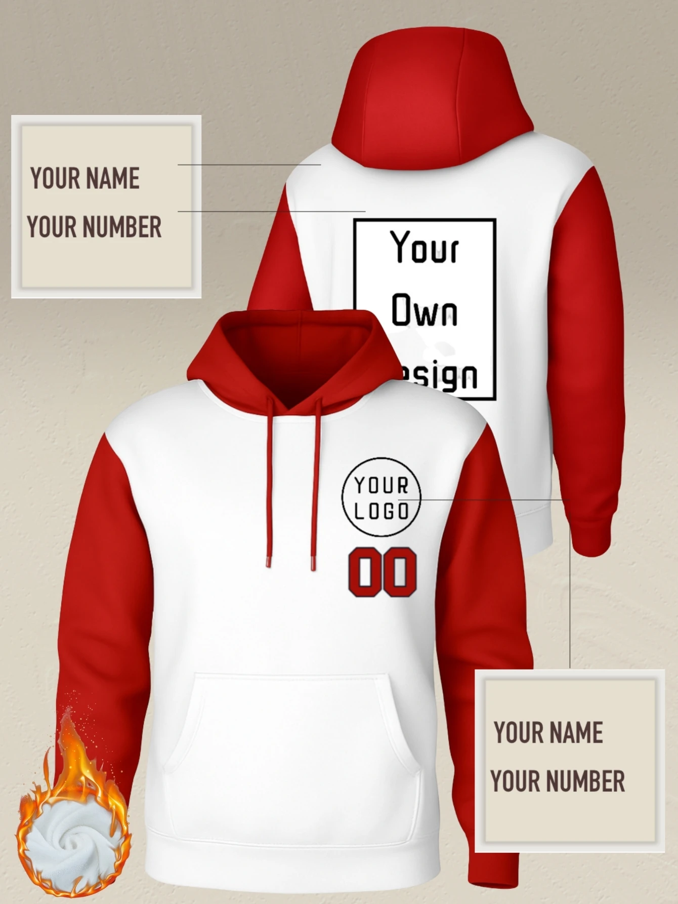 Immagine 3: Felpa con cappuccio personalizzata con stampa di lettere e numeri Abbigliamento da squadra Calde felpe a maniche lunghe anime da basket