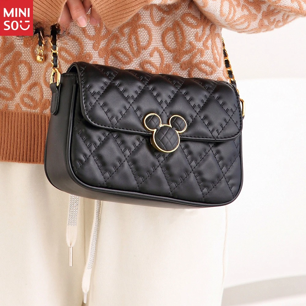 Disney Women's Bag Fashion Square Crossbody Purse with Lucky Charm Ball Chain Strap