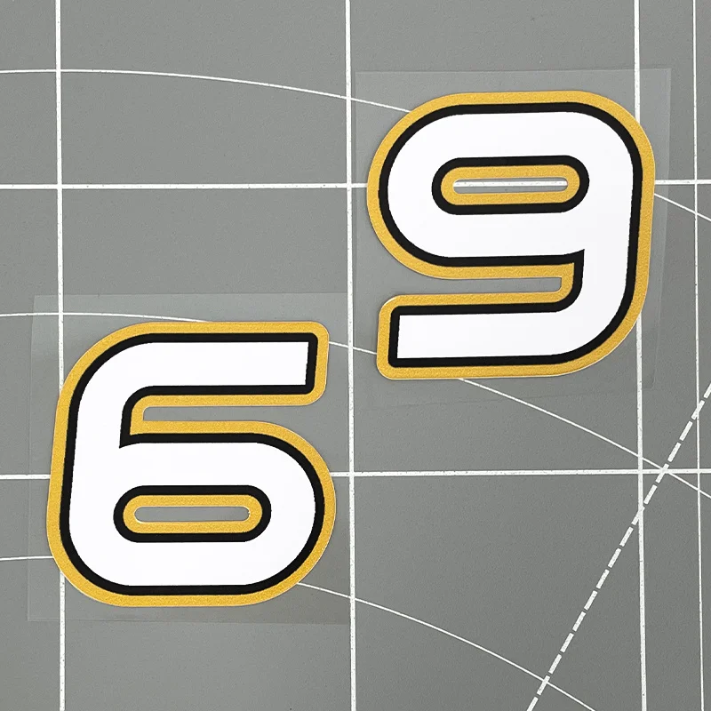 

1Set 0-9 Orange Outline Number Waterproof Vinyl Stickers, Decal for Motorcycle Helmet Scooter Decor
