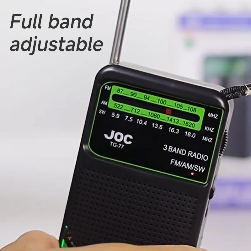 All Band Rechargeable AM FM  Radio Built-in Speaker Pointer Small Portable Solar Mini Radio with Flashlight Survival HD Display image 3