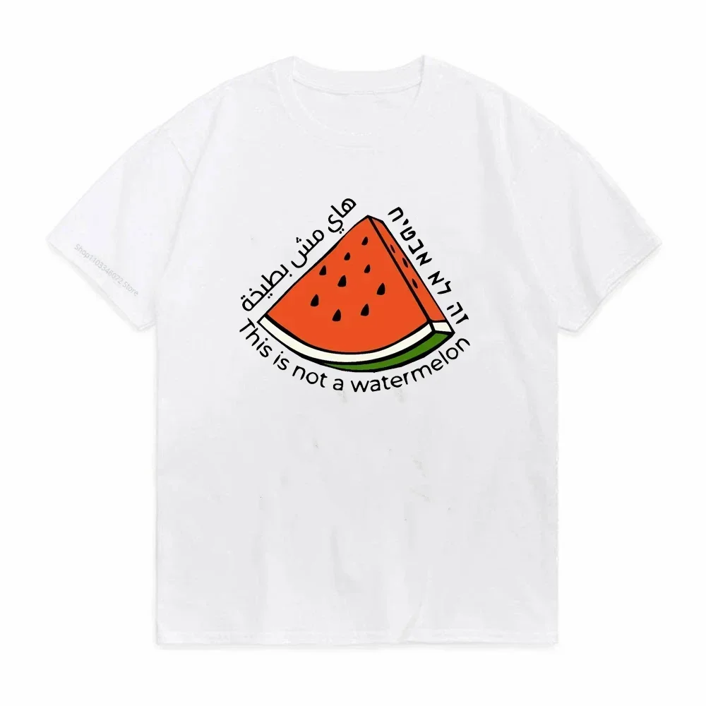 Is Not A Watermelon  Collection Top Tee Round Neck Round Collar style  Harajuku Hip Hop Round Neck Short Sleeve Man T-Shirt man