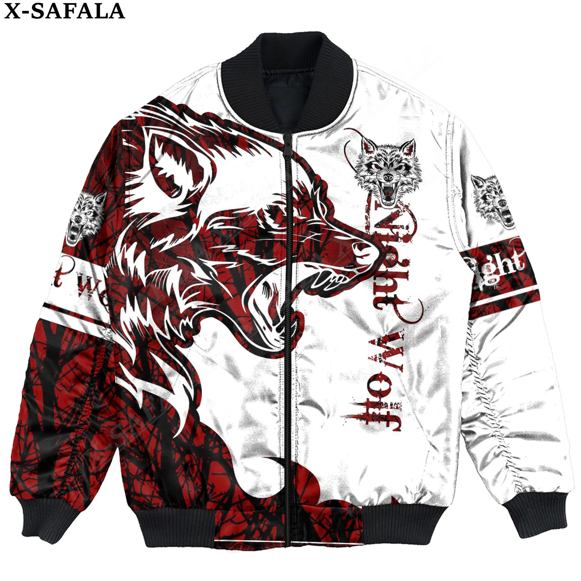 Odin Hot Tattoo Fenrir Wolf Raven 3D Printed Bomber Jackets Zipper Casual Thick Coat Unisex Harajuku Men Women Streetwear-12