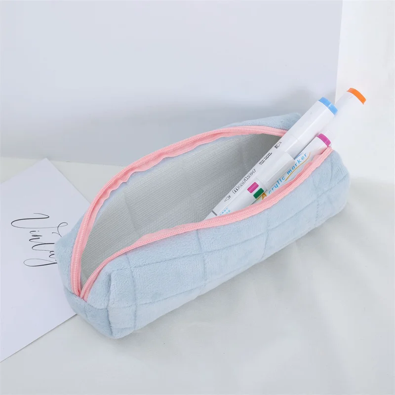 Kawaii Pencil Case Creative Pillow Bag Large Capacity Short fluff Bag for Girls School Supplies Stationery Box Cosmetic Bag