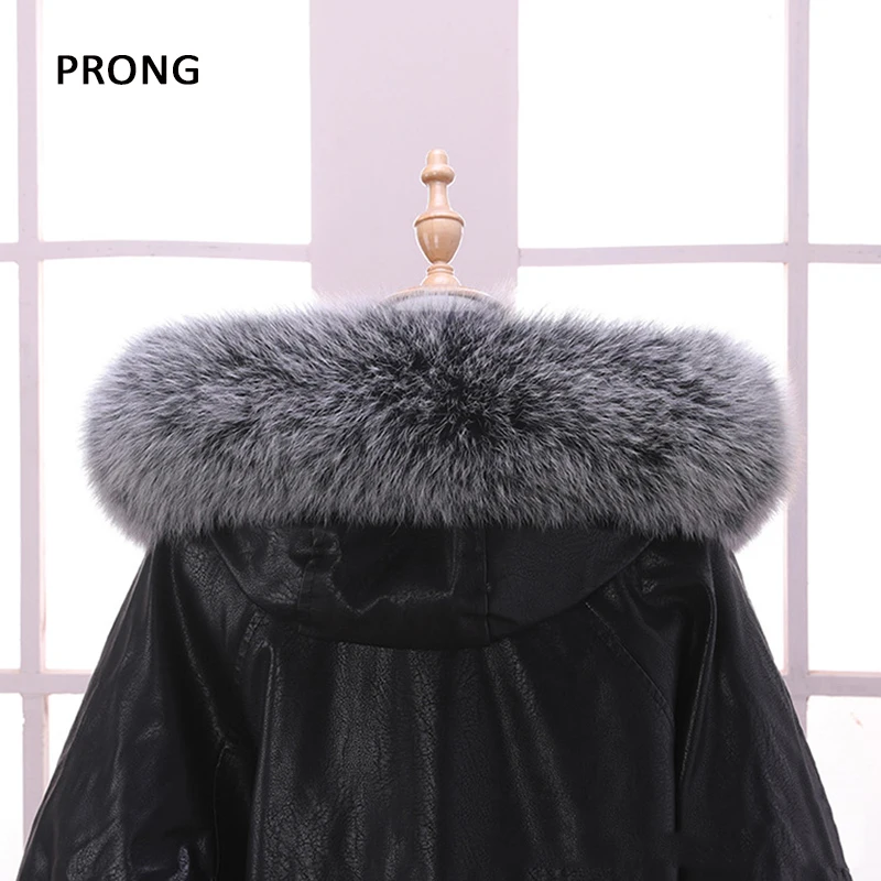 100% Real Fox Fur Collar Coat Hood Fur Strip Winter Coat Jacket Fur Collar For Women Female Neck Cap Long Warm Genuine Fur Scarf