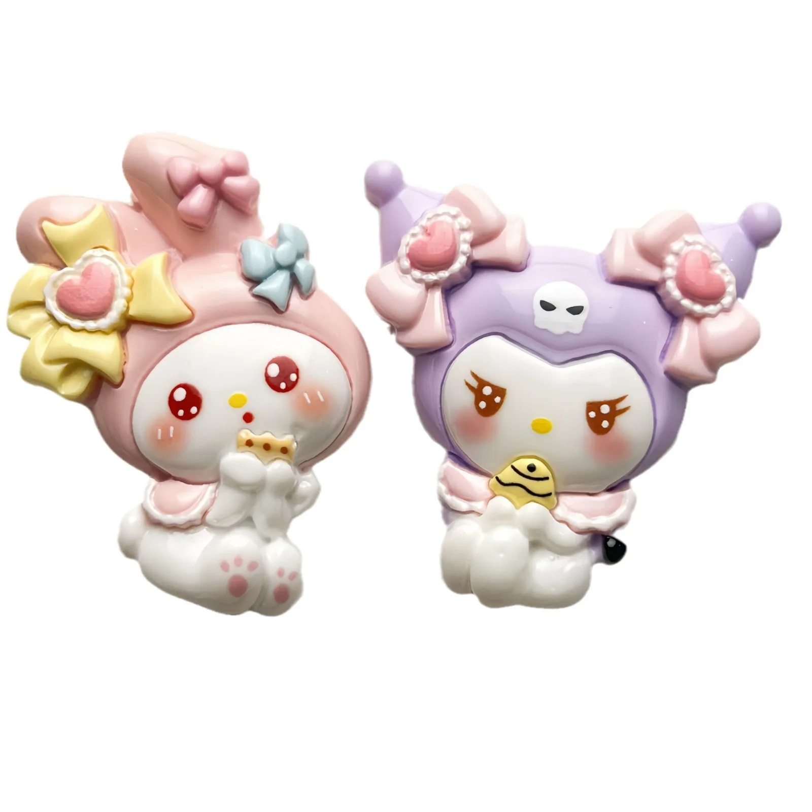 2pcs miniso cute sanrio kuromi melody cartoon resin flatback cabochon per gioielli fai da te che fanno materiali artigianali fatti a mano