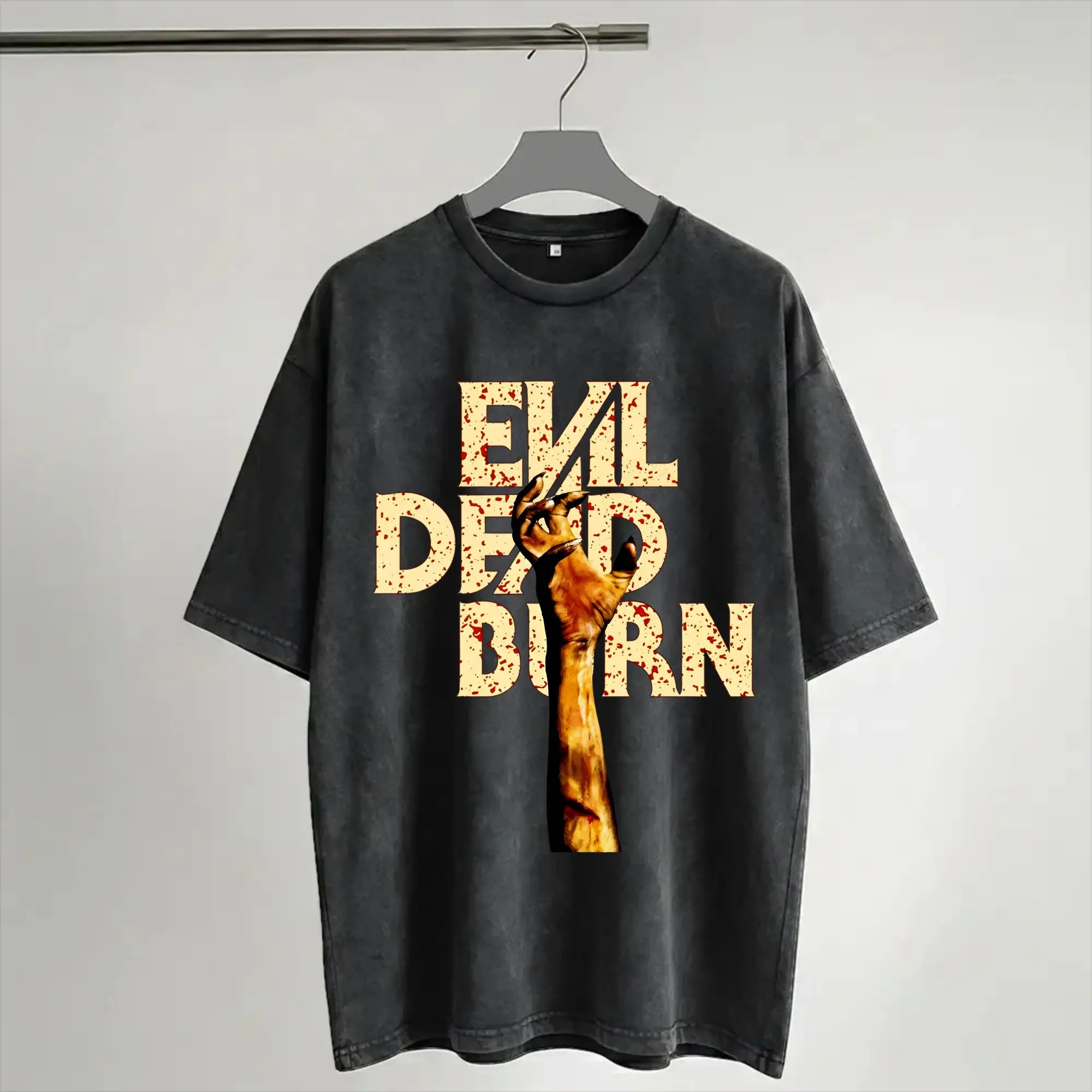 Harajuku Washed Shirt Evil Dead Burn Merch Vintage T-Shirts High Street  Streetwear Short Sleeve Printed Tops Tees