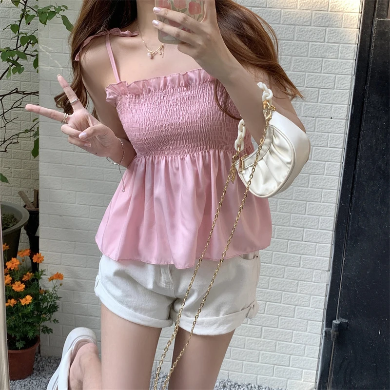 Solid Color Fashion Women Hotsweet Basics Backless Casual Y2k Camis Sexy Clothes Elegant Top
