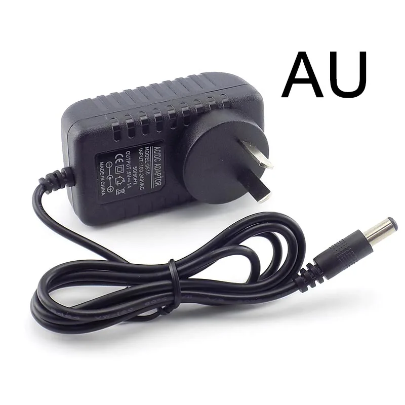 Fuente de alimentación de 5V y 2a CC, convertidor de 100V-240V, cargador de 2000mAh, 5,5mm x 2,1mm, enchufe estadounidense y europeo para tira LED CCTV Camer