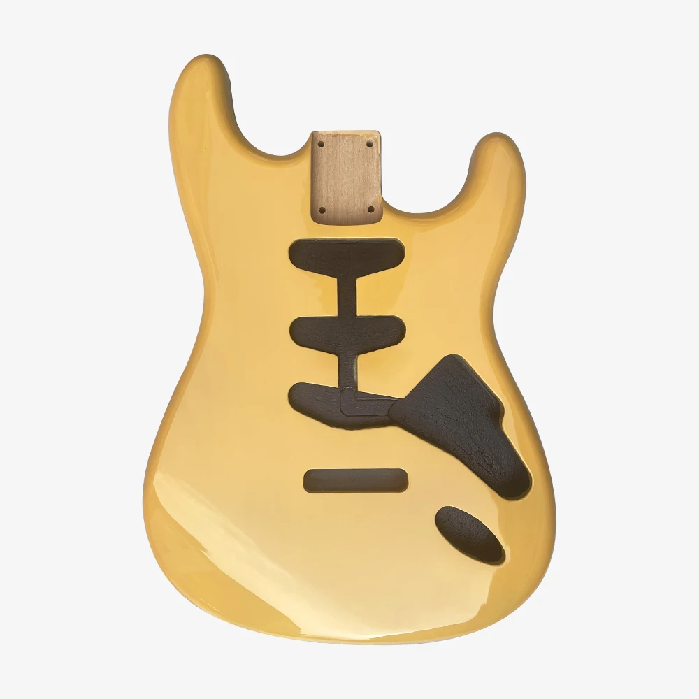 Alder ST Guitar Body, SSS Glossy Electric Guitar Part, Vintage Yellow Guitar Replacement for Stratocaster Style DIY