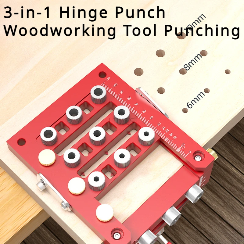 3 in 1 Hinge Punch Precise Scale Positioning Adapted To Various Drill Bits Efficient Woodworking Home Tool Punching Locator Tool