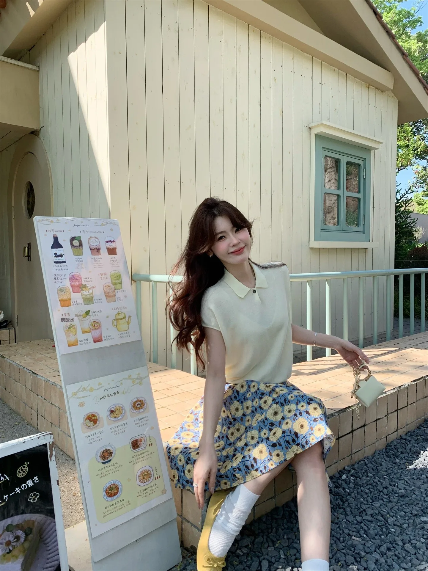 

Spring Summer High Waist Floral Cotton Half Skirt Women's A-Line Skirt School Style Zipper Closure Standard Fit Ladies Skirt