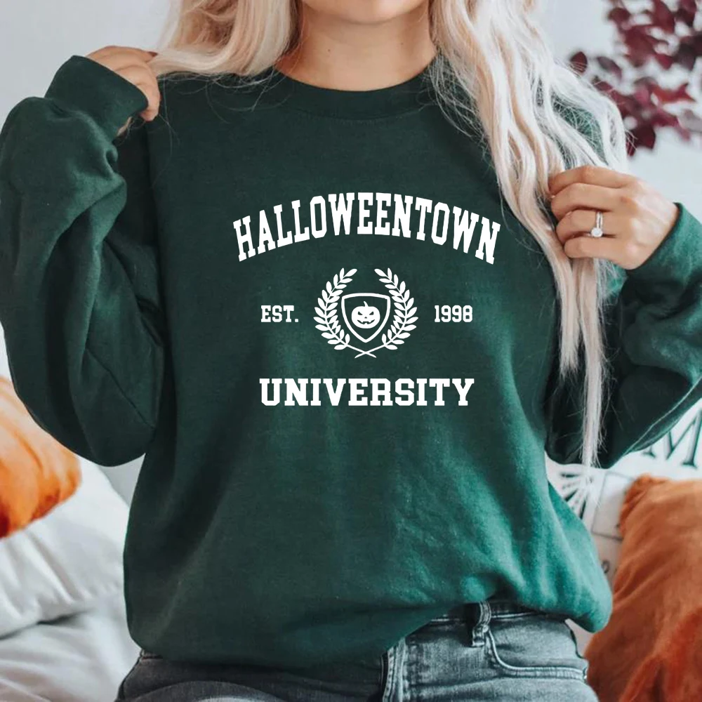 Halloweentown University Crewneck Sweatshirt Halloween Hoodie Pumpkin Hoodies Women Fall Sweatshirt Graphic Casual Pullover Tops