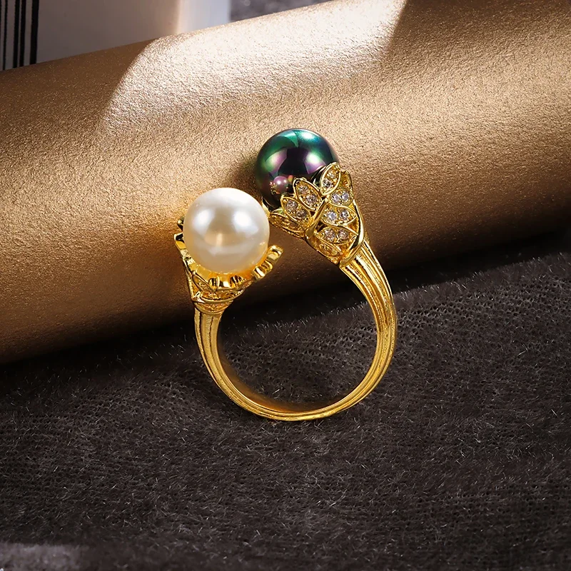 Exquisite 18k Gold Women's Pearl Ring in Two Colors Unruly High Quality Jewelry Jewelry Attended Banquet Party Anniversary Gift