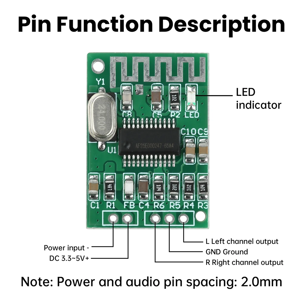 DC 3.3-5V Mini Bluetooth 5.4 Decoding Board Audio Receiver Module True 2.0 Dual Channel Output Receiving Distance Exceeds 10M