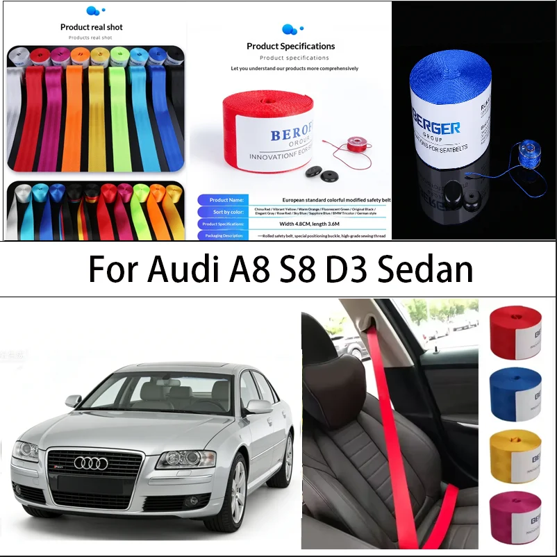 

For Audi A8 S8 D3 Sedan Car Seat Belt Seatbelt Webbing Lap Retractable Safety Strap 48MM