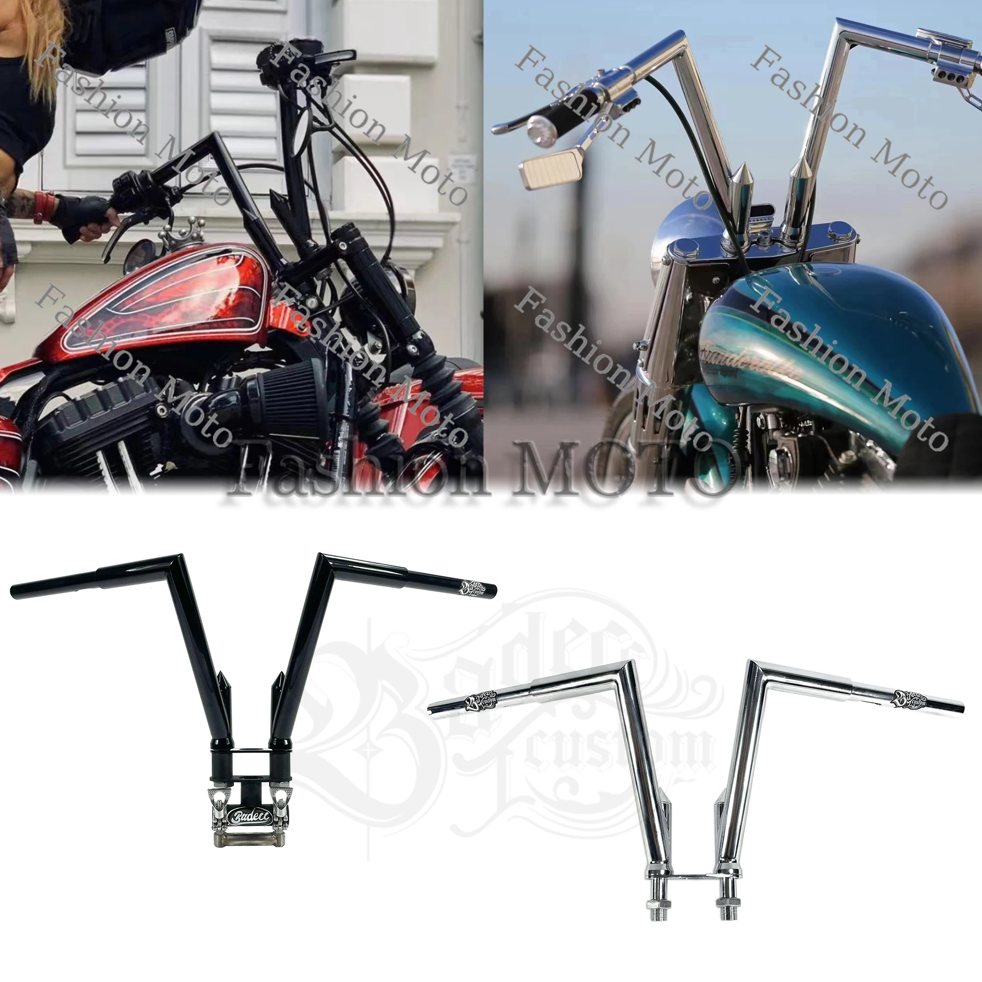 

Motorcycle 1-1/4 inch Rocker Handlebar For Harley Dyna Soft tail Low Rider S Night Rod Muscle Fat boy Fat bob XL883 XL1200 X48