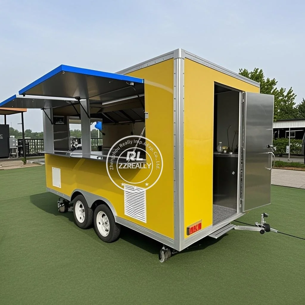 

Тележка для закусок из нержавеющей стали на заказ, прицепы для еды на продажу, тележка для мороженого для деловых грузовиков с едой