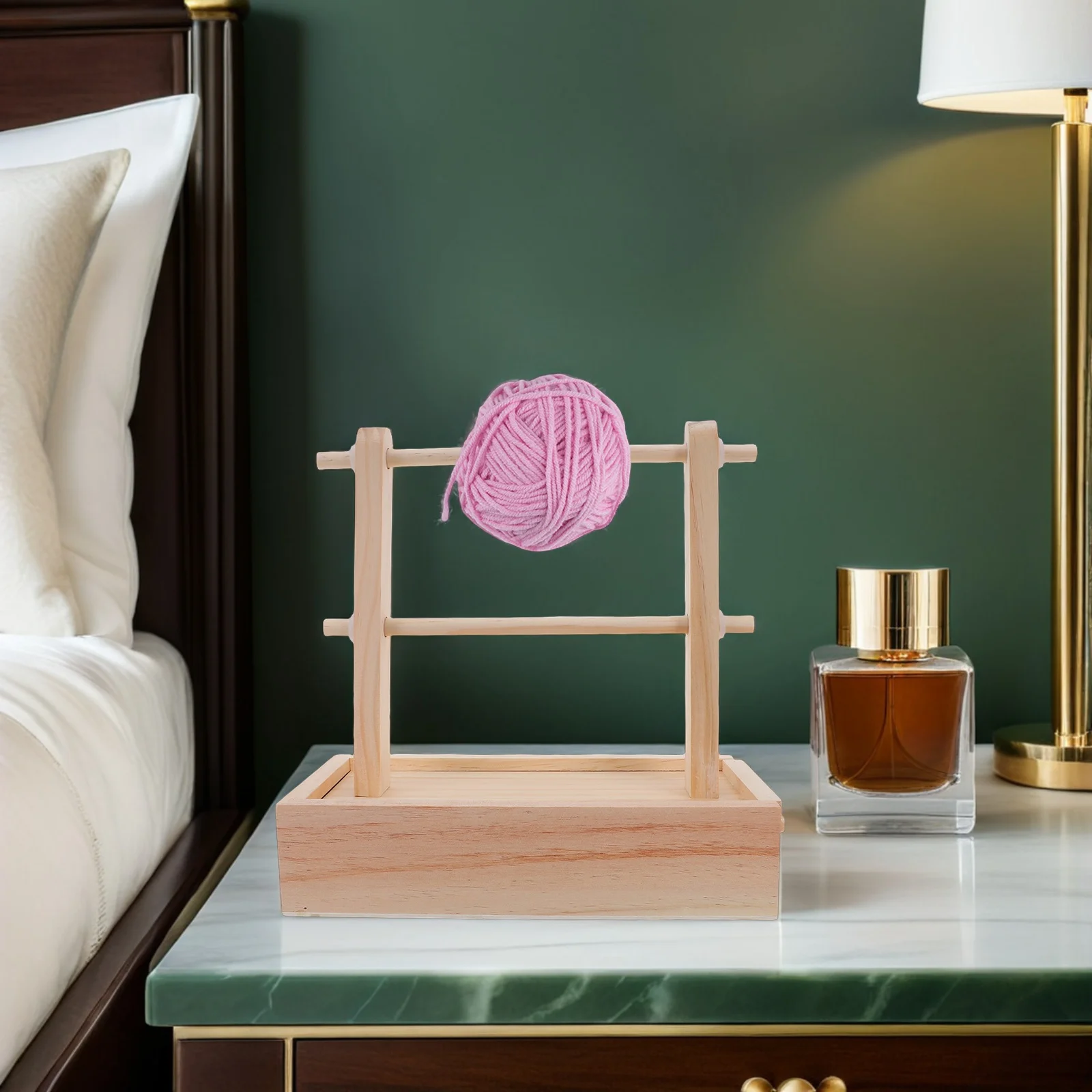 1Set Wooden Double Yarn Holder Detachable Yarn Organizer Needle Thread Storage Compact Desk Spool Rack Crochet Knitting