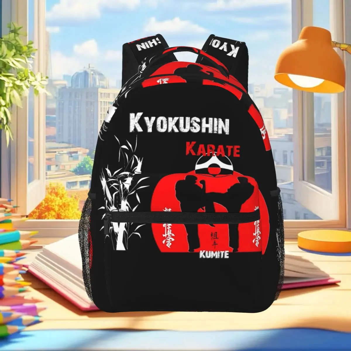 Kyokushi Karate Kumite Scene Backpack Student Boys Girls BookBag Children School Bag Laptop Shoulder Bags for Men Women