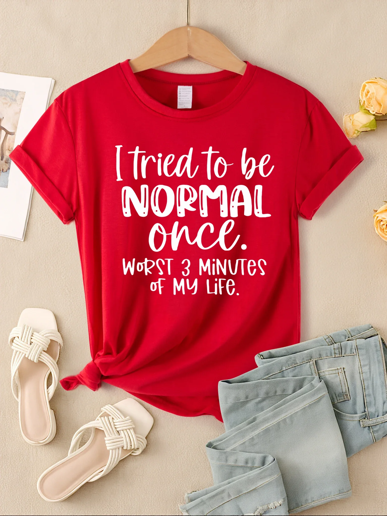 I Tried To Be Normal Once Print Women T-Shirts Fashion Short Sleeve Trendy Sports Clothes Casual Hip Hop Clothing