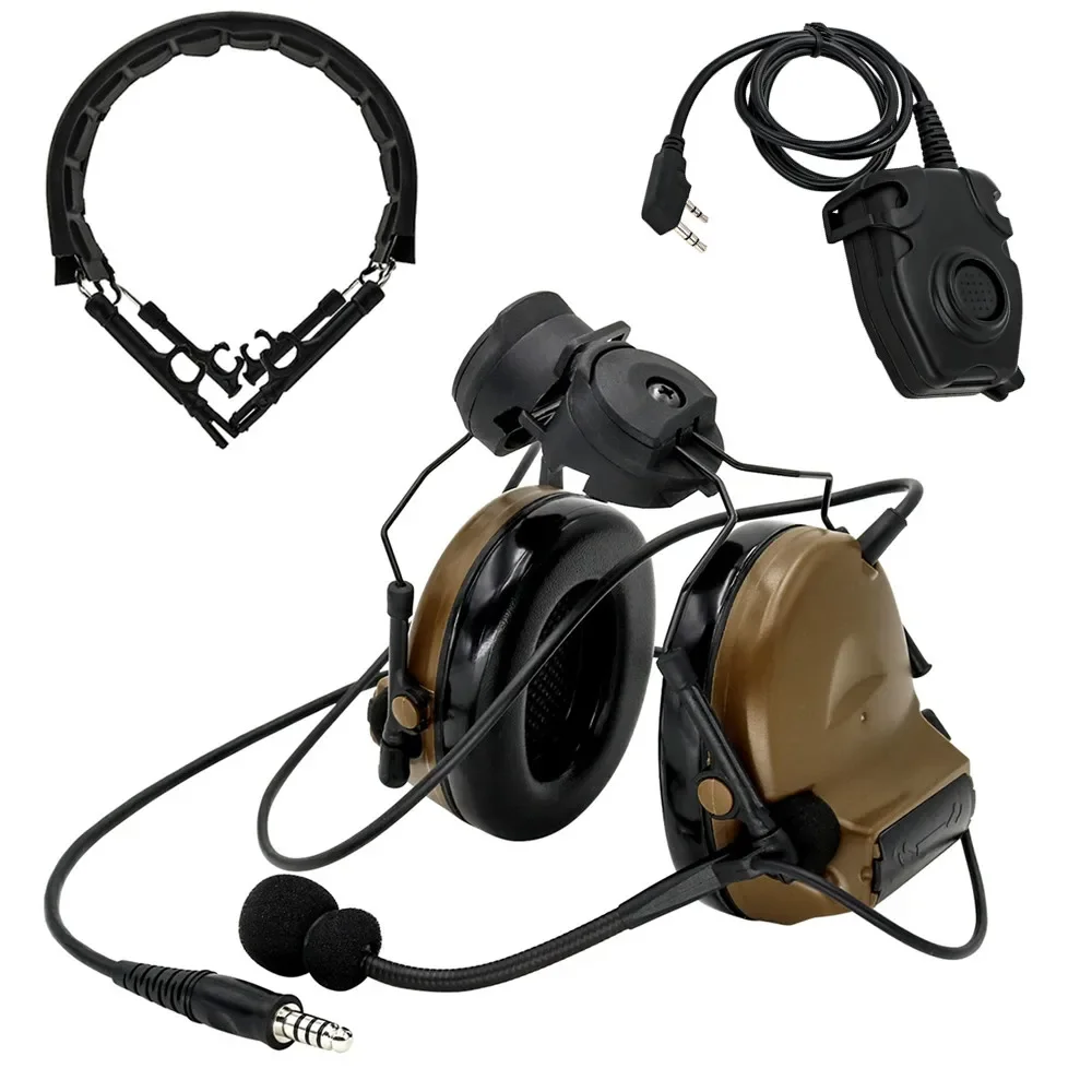 COMTAC Tactical Headset ARC Rail Helmet Bracket Version COMTAC II Shooting Headset Airsoft Hunting Headphone with Tactical Ptt